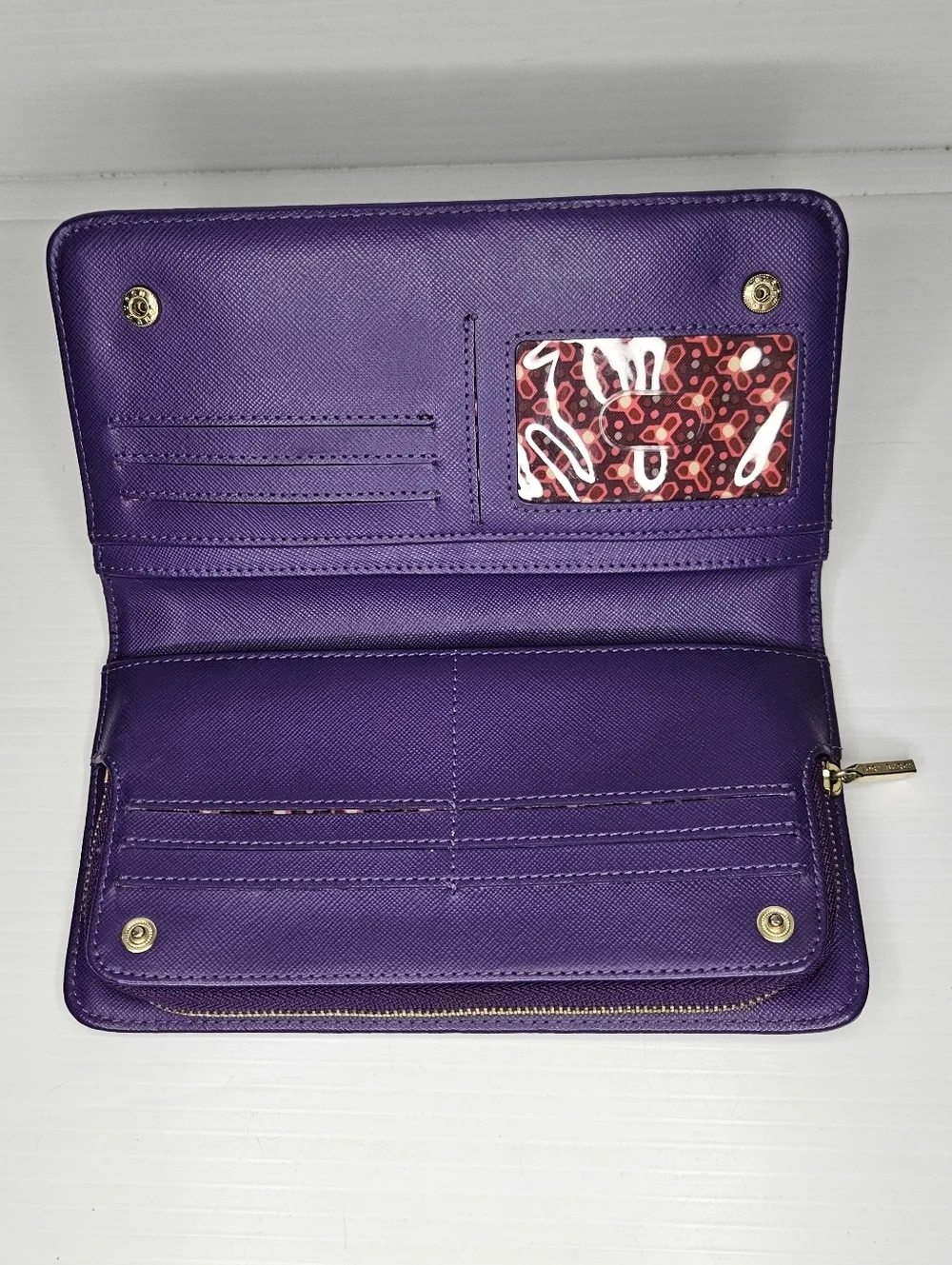 Tory Burch Robinson Zip Around Continental Wallet Large Purple Saffiano Leather